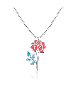 Gently Rose Silver Necklace SPE-3368 (FL3+CO15)